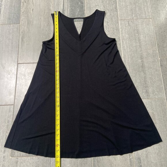 Three Dots Jersey V-Neck Tank Swing Mini Dress Black Size Small - Picture 4 of 7